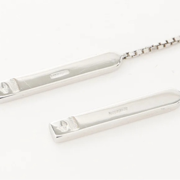 Gucci Vintage 18k Lariat Earrings Silver White Gold - Picture 4 of 7